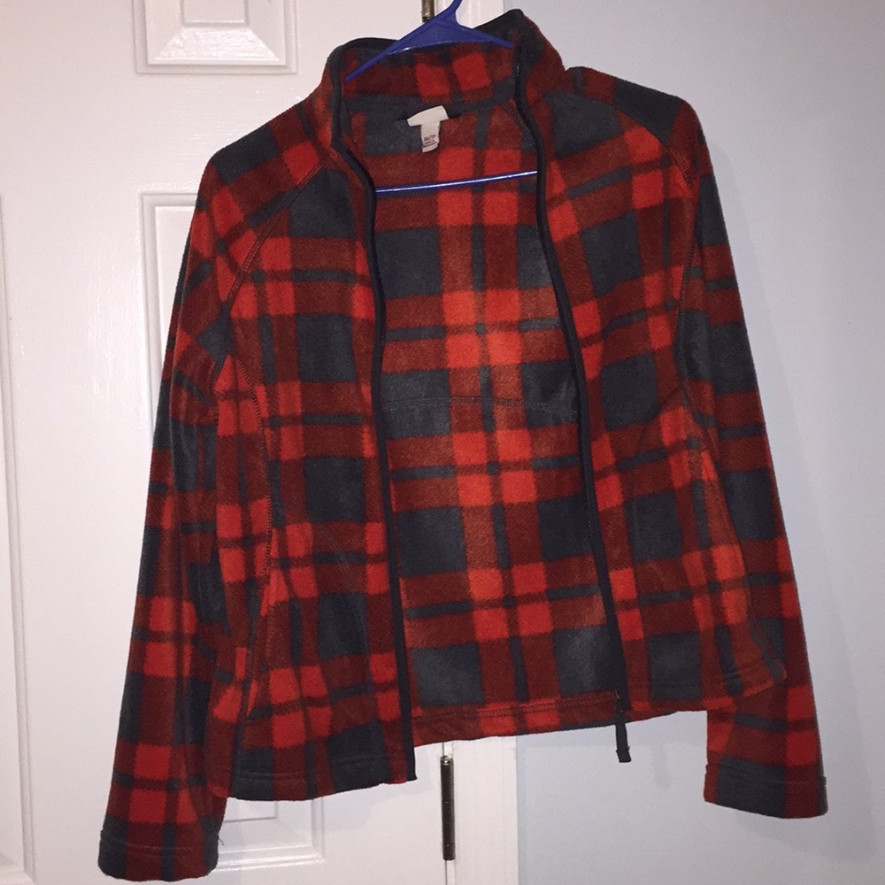 NWOT Merona red and grey fleece jacket